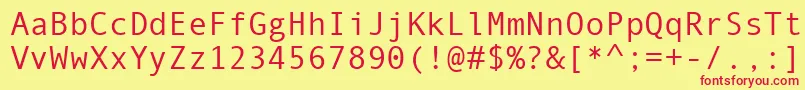 AndaleMono Font – Red Fonts on Yellow Background