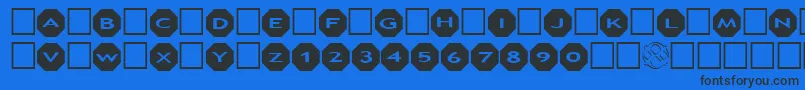 AlphashapesOctagons Font – Black Fonts on Blue Background