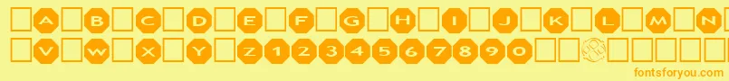 AlphashapesOctagons Font – Orange Fonts on Yellow Background