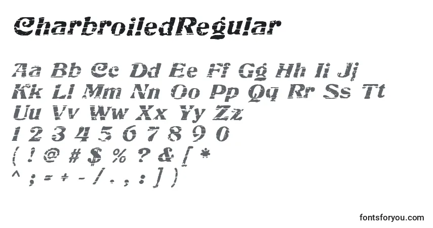 Schriftart CharbroiledRegular – Alphabet, Zahlen, spezielle Symbole