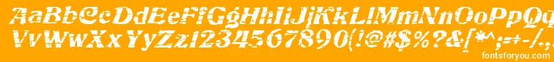 CharbroiledRegular-Schriftart – Weiße Schriften auf orangefarbenem Hintergrund