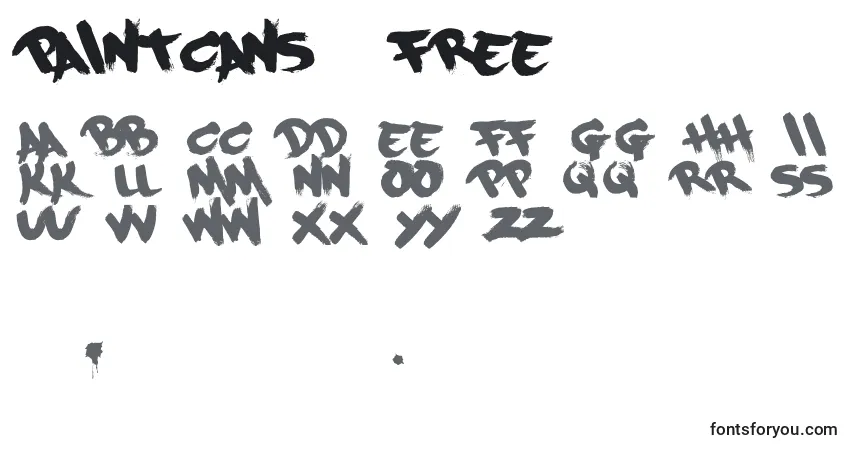 Czcionka Paintcans09Free – alfabet, cyfry, specjalne znaki