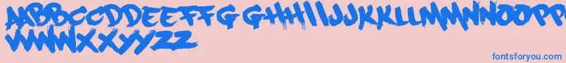 Paintcans09Free Font – Blue Fonts on Pink Background