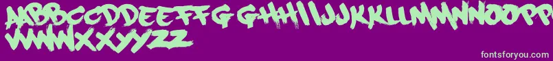 Fonte Paintcans09Free – fontes verdes em um fundo violeta