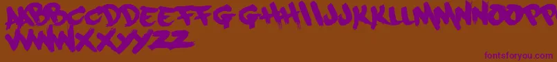Paintcans09Free Font – Purple Fonts on Brown Background