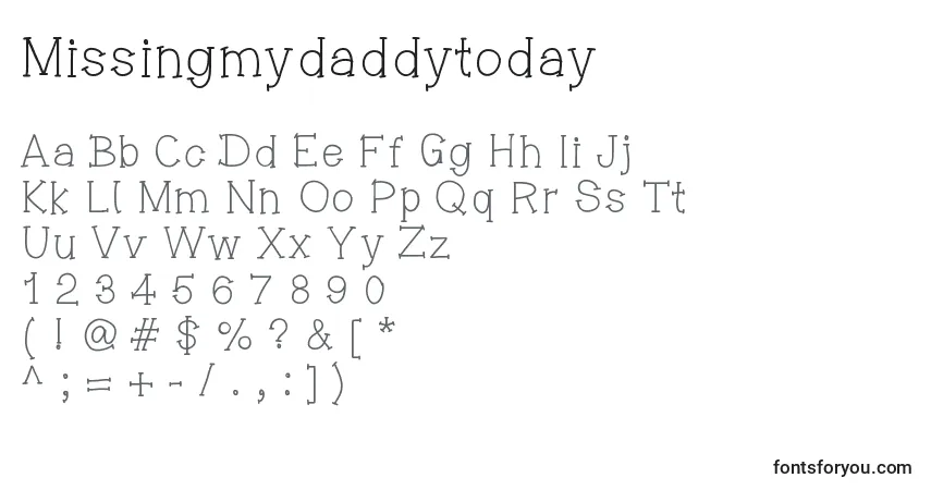 A fonte Missingmydaddytoday – alfabeto, números, caracteres especiais