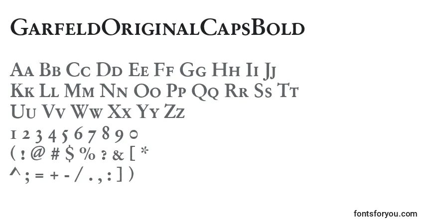 A fonte GarfeldOriginalCapsBold – alfabeto, números, caracteres especiais