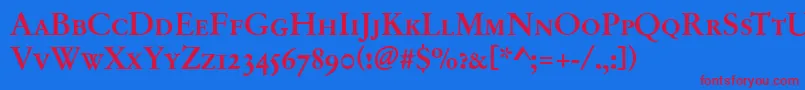 GarfeldOriginalCapsBold Font – Red Fonts on Blue Background