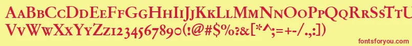 GarfeldOriginalCapsBold Font – Red Fonts on Yellow Background