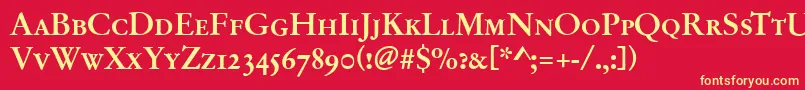 GarfeldOriginalCapsBold Font – Yellow Fonts on Red Background