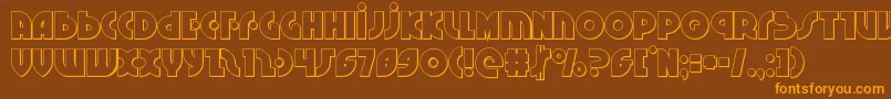 Neuralnomiconout-Schriftart – Orangefarbene Schriften auf braunem Hintergrund