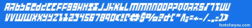 Police UfoHunterAcademyItalic – polices blanches sur fond bleu