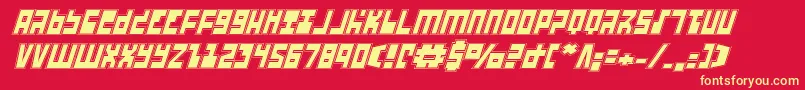UfoHunterAcademyItalic-fontti – keltaiset fontit punaisella taustalla