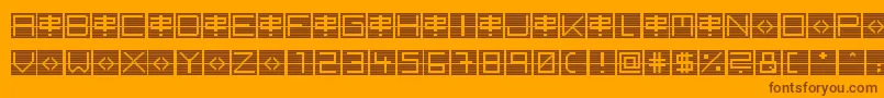 BackToHeavyCoatFatGroundLineh-Schriftart – Braune Schriften auf orangefarbenem Hintergrund