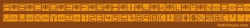 BackToHeavyCoatFatGroundLineh-Schriftart – Orangefarbene Schriften auf braunem Hintergrund