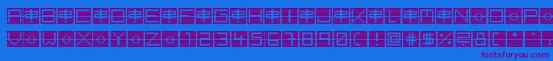 BackToHeavyCoatFatGroundLineh-Schriftart – Violette Schriften auf blauem Hintergrund