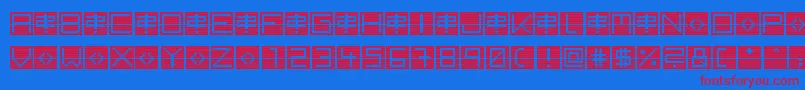 BackToHeavyCoatFatGroundLineh-Schriftart – Rote Schriften auf blauem Hintergrund