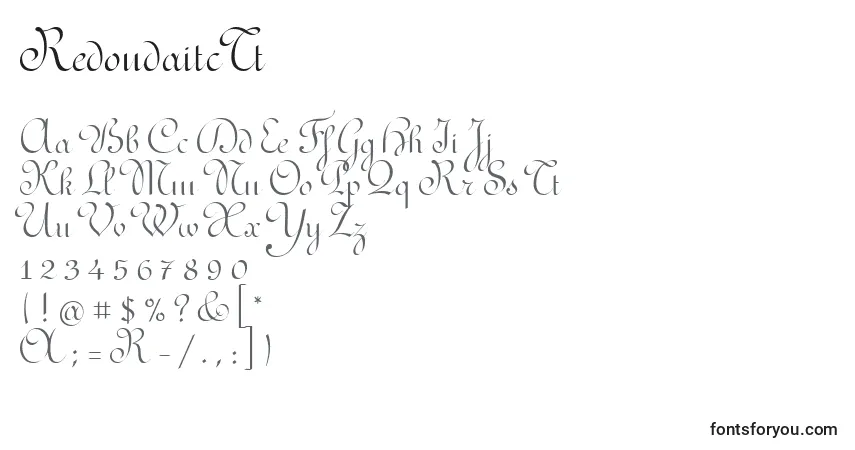 A fonte RedondaitcTt – alfabeto, números, caracteres especiais