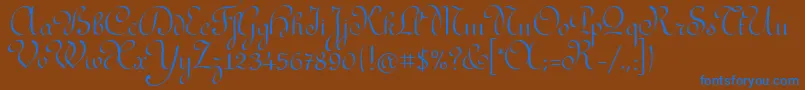 RedondaitcTt-Schriftart – Blaue Schriften auf braunem Hintergrund