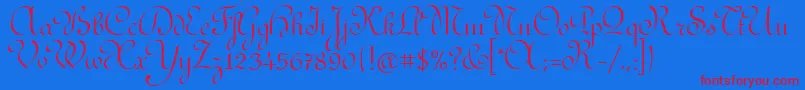 RedondaitcTt-Schriftart – Rote Schriften auf blauem Hintergrund