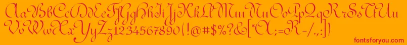 RedondaitcTt-Schriftart – Rote Schriften auf orangefarbenem Hintergrund