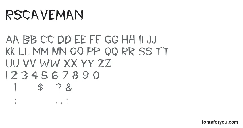 Schriftart Rscaveman – Alphabet, Zahlen, spezielle Symbole