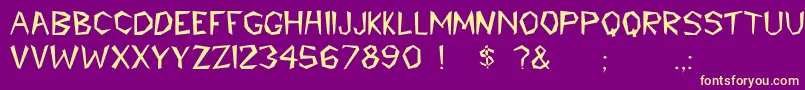 Rscaveman Font – Yellow Fonts on Purple Background