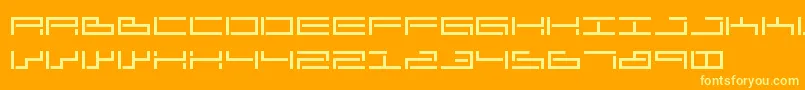 SendharAnascript-Schriftart – Gelbe Schriften auf orangefarbenem Hintergrund