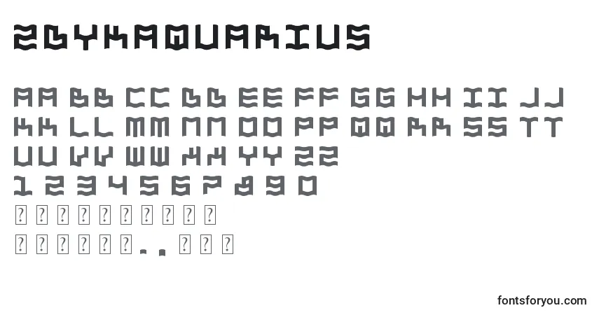 A fonte ZdykAquarius – alfabeto, números, caracteres especiais