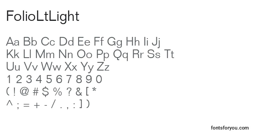 Шрифт FolioLtLight – алфавит, цифры, специальные символы