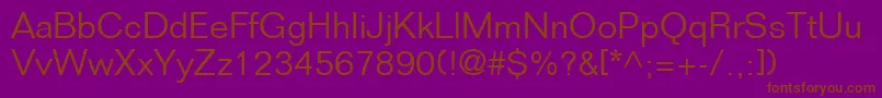 FolioLtLight-Schriftart – Braune Schriften auf violettem Hintergrund