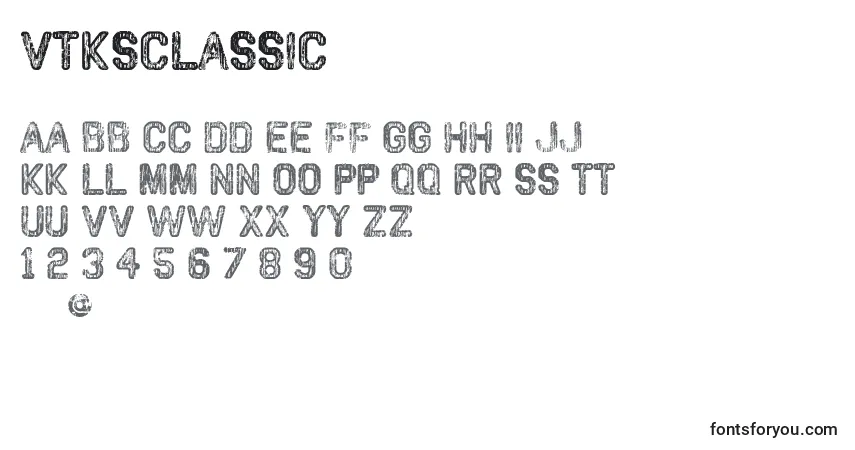 A fonte VtksClassic – alfabeto, números, caracteres especiais