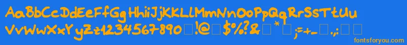 Riddleprint Font – Orange Fonts on Blue Background