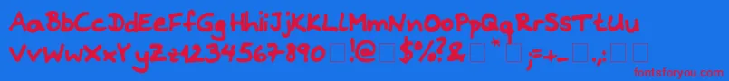 Riddleprint Font – Red Fonts on Blue Background