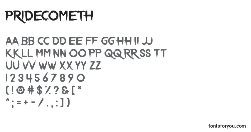 Fuente PrideCometh - alfabeto, números, caracteres especiales