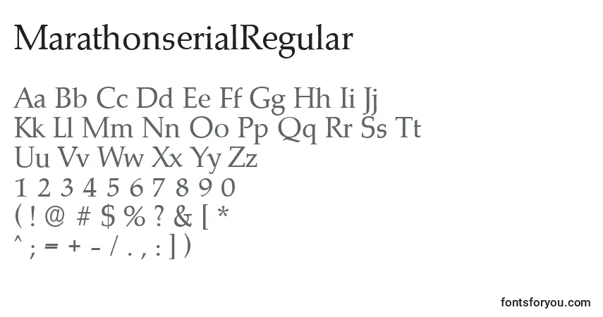 Schriftart MarathonserialRegular – Alphabet, Zahlen, spezielle Symbole