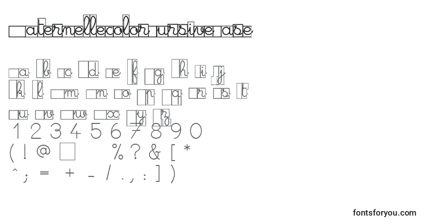 A fonte MaternellecolorCursiveCase – alfabeto, números, caracteres especiais