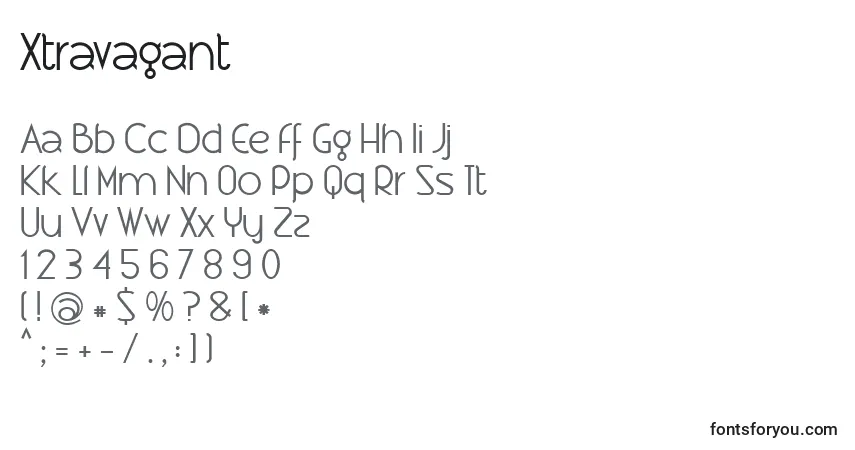 A fonte Xtravagant (116101) – alfabeto, números, caracteres especiais