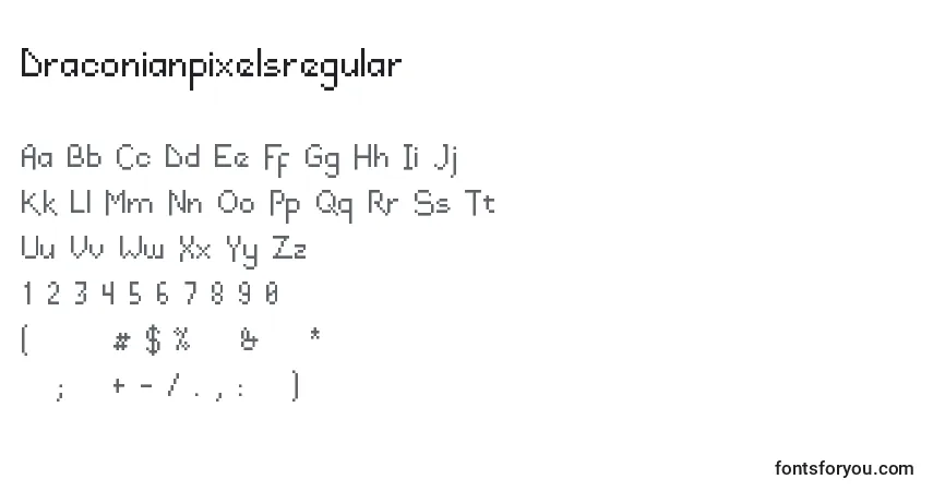 Schriftart Draconianpixelsregular – Alphabet, Zahlen, spezielle Symbole
