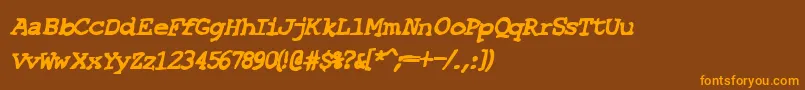 SfEspionageHeavyOblique-Schriftart – Orangefarbene Schriften auf braunem Hintergrund