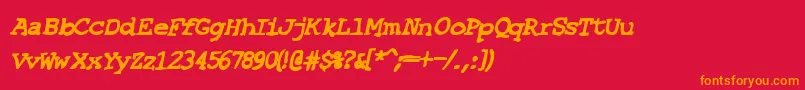 SfEspionageHeavyOblique-Schriftart – Orangefarbene Schriften auf rotem Hintergrund