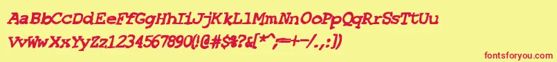 フォントSfEspionageHeavyOblique – 赤い文字の黄色い背景
