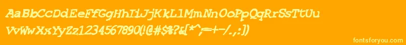 Fonte SfEspionageHeavyOblique – fontes amarelas em um fundo laranja