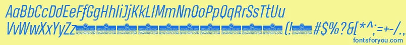 HeadingProBookItalicTrial Font – Blue Fonts on Yellow Background