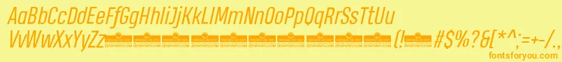フォントHeadingProBookItalicTrial – オレンジの文字が黄色の背景にあります。