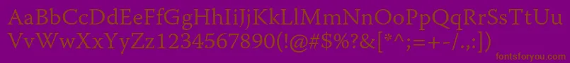 WarnockproLightcapt Font – Brown Fonts on Purple Background