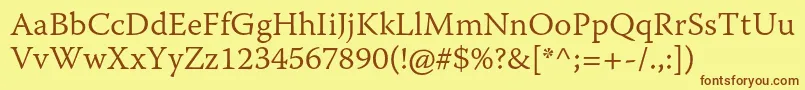 WarnockproLightcapt Font – Brown Fonts on Yellow Background