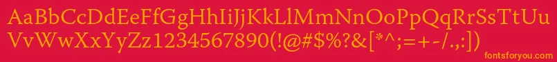 WarnockproLightcapt Font – Orange Fonts on Red Background