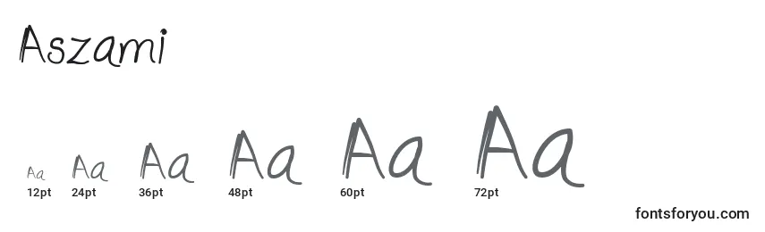 Размеры шрифта Aszami