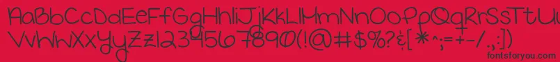 Kgkeepyourheadup-Schriftart – Schwarze Schriften auf rotem Hintergrund